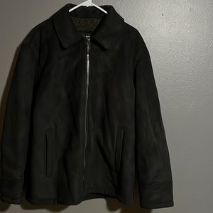 Mens Dress up Jacket Black suede with brown wool.